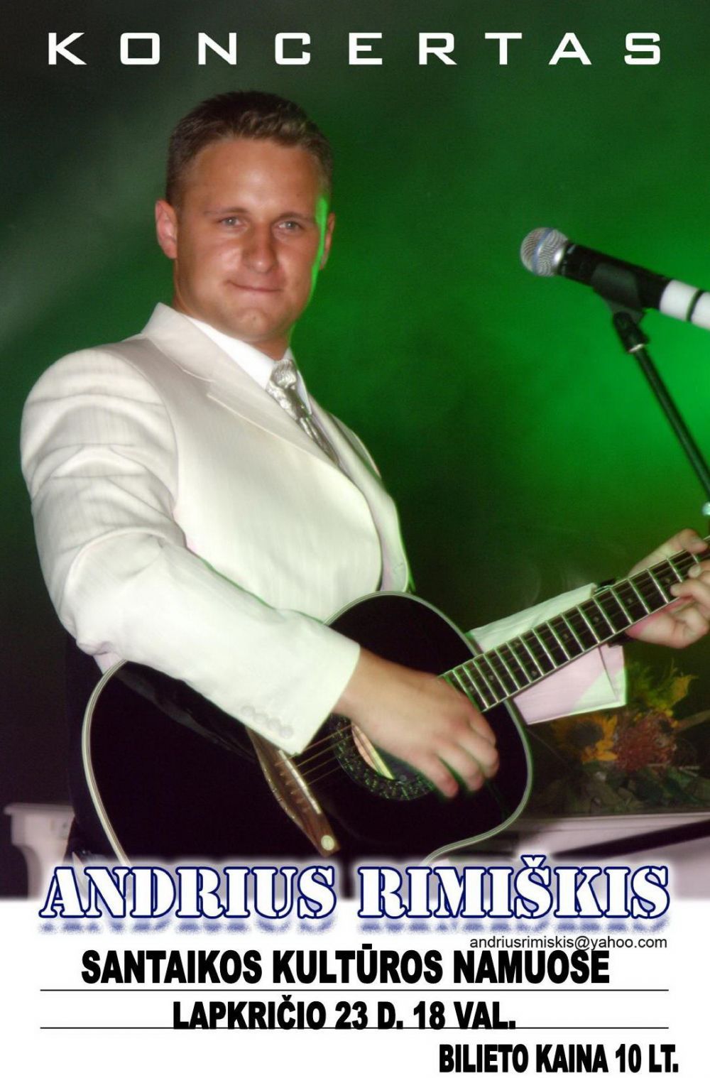 Sekmadienį Santaikoje koncertuos Andrius Rimiškis