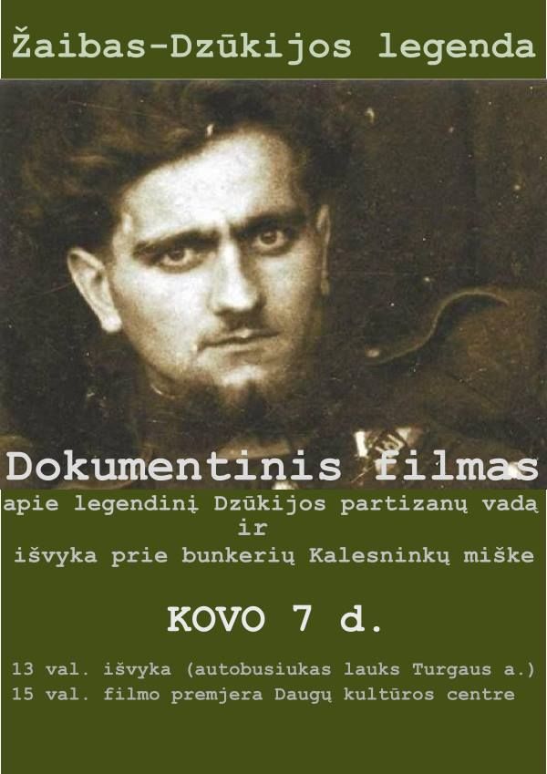 Kviečiame šeštadienį Dauguose paminėti partizanų vadą J.Voverį – Žaibą