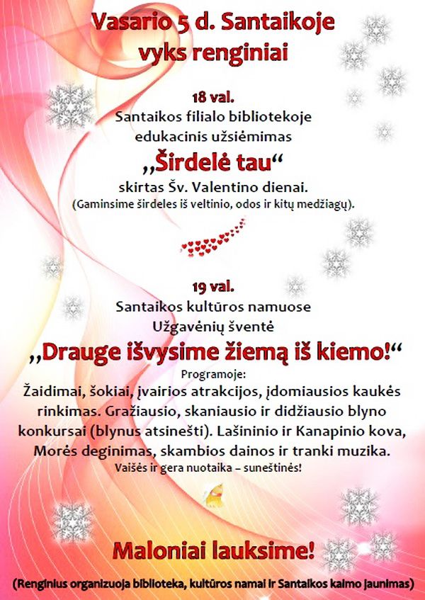Santaika jau šį penktadienį švęs Užgavėnes!