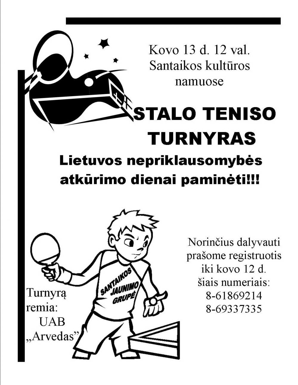 Kviečiame į Santaikos stalo teniso turnyrą