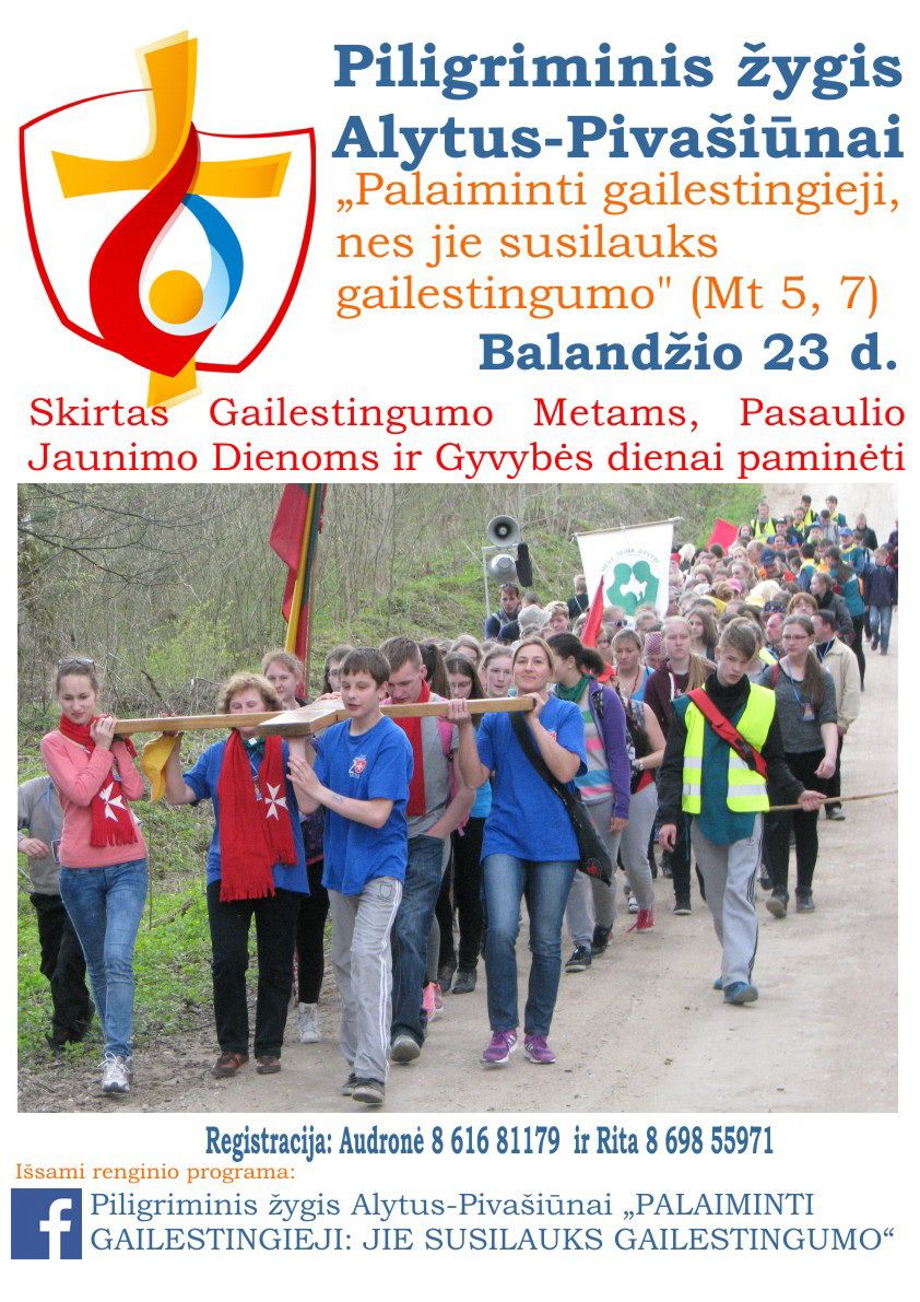 Balandžio 23-iąją – Piligriminis žygis Alytus-Pivašiūnai „Palaiminti gailestingieji”
