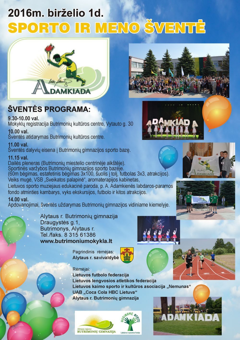 Birželio 1-ąją Butrimonyse – sporto ir meno šventė “Adamkiada”