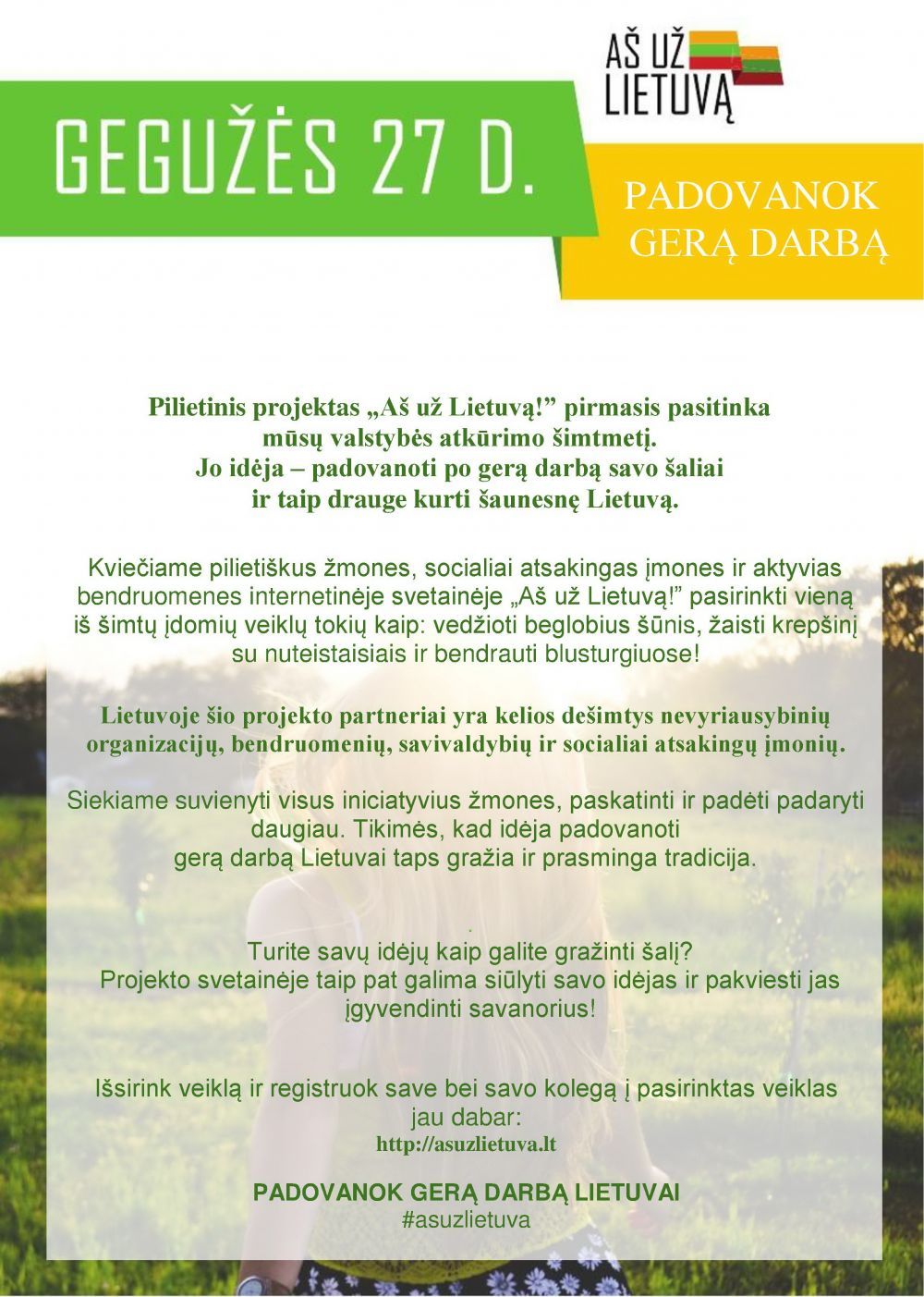 Kviečiame prisijungti prie pilietinio projekto „Aš už Lietuvą“!