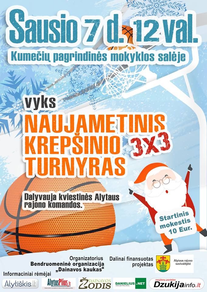 Sausio 7-ąją Kumečiuose – tradicinis naujametinis krepšinio turnyras 3×3