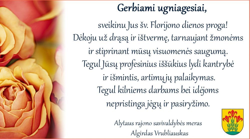 Mero Algirdo Vrubliausko sveikinimas ugniagesiams