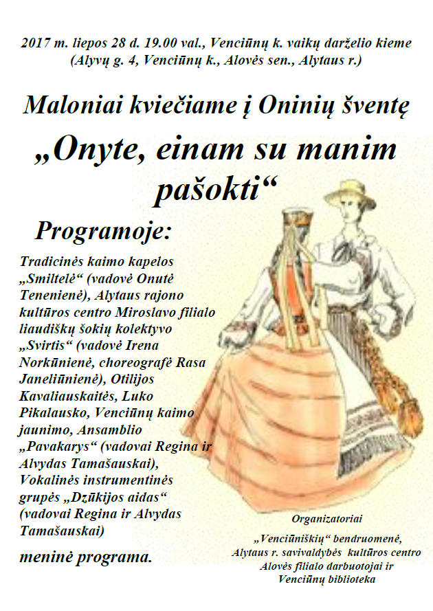 Penktadienį Venciūnuose – Oninių šventė!