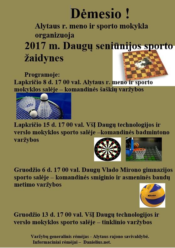Trečiadienį prasideda Daugų seniūnijos sporto žaidynės