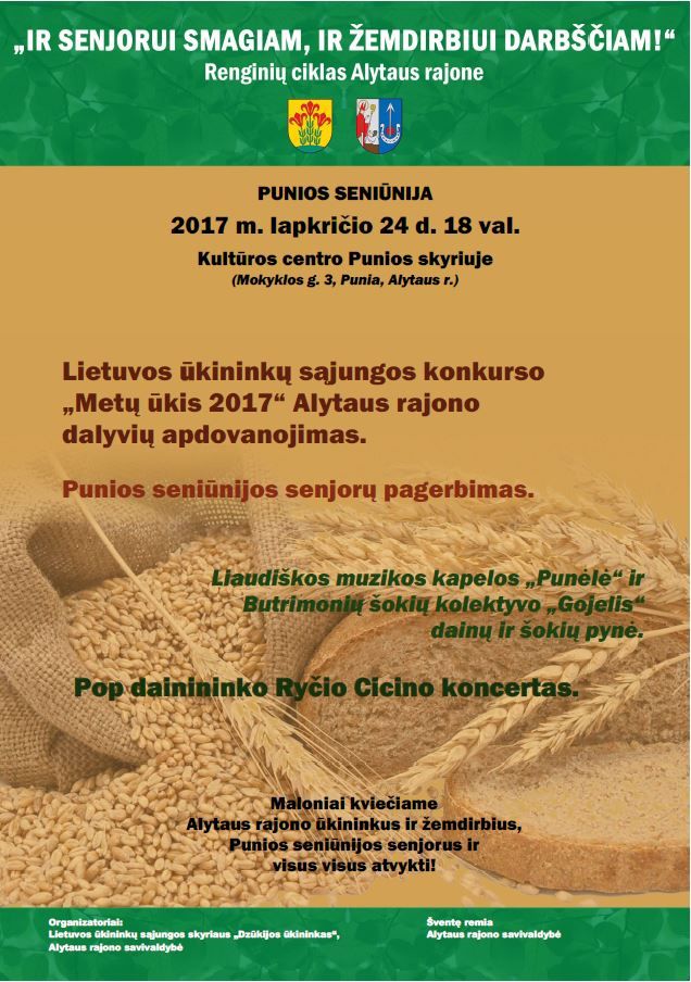 Penktadienį Punioje Rytis Cicinas koncertuos senjorams ir žemdirbiams