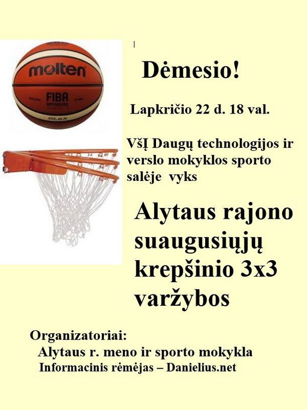 Trečiadienį Dauguose vyks Alytaus rajono krepšinio varžybos 3×3