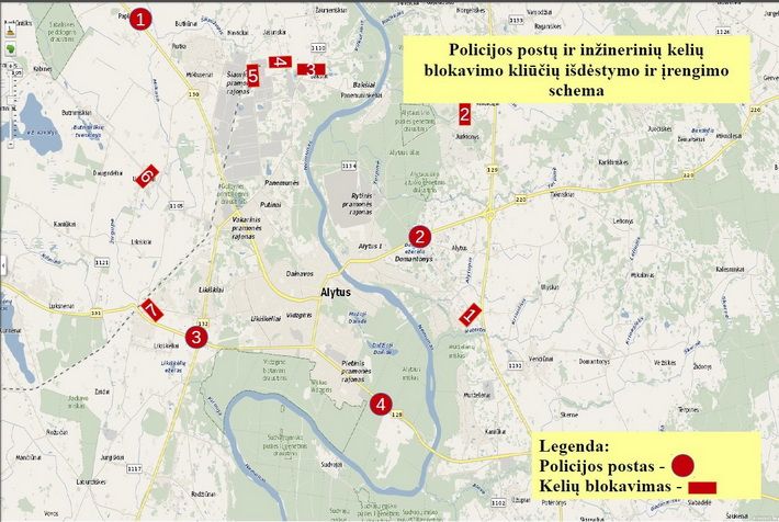 Kur šį savaitgalį aplink Alytų bus įrengti policijos postai ir eismą ribojantys ženklai