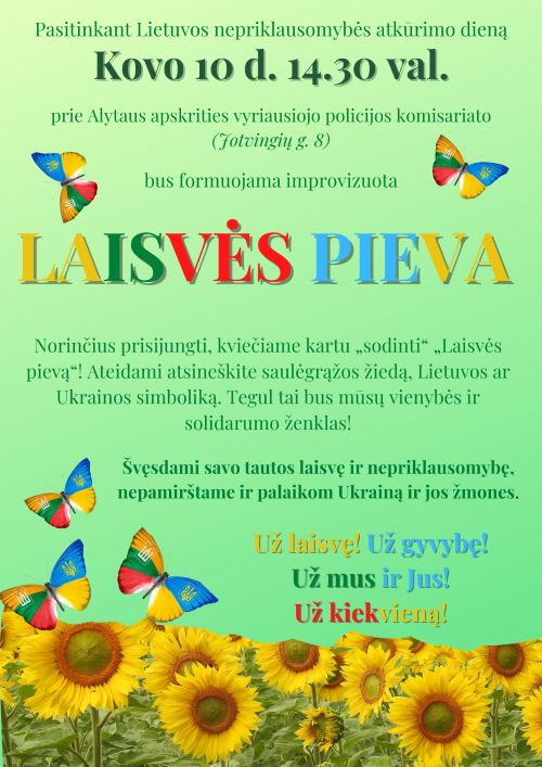 Alytaus apskrities vyriausiasis policijos komisariatas kviečia į solidarumo akciją