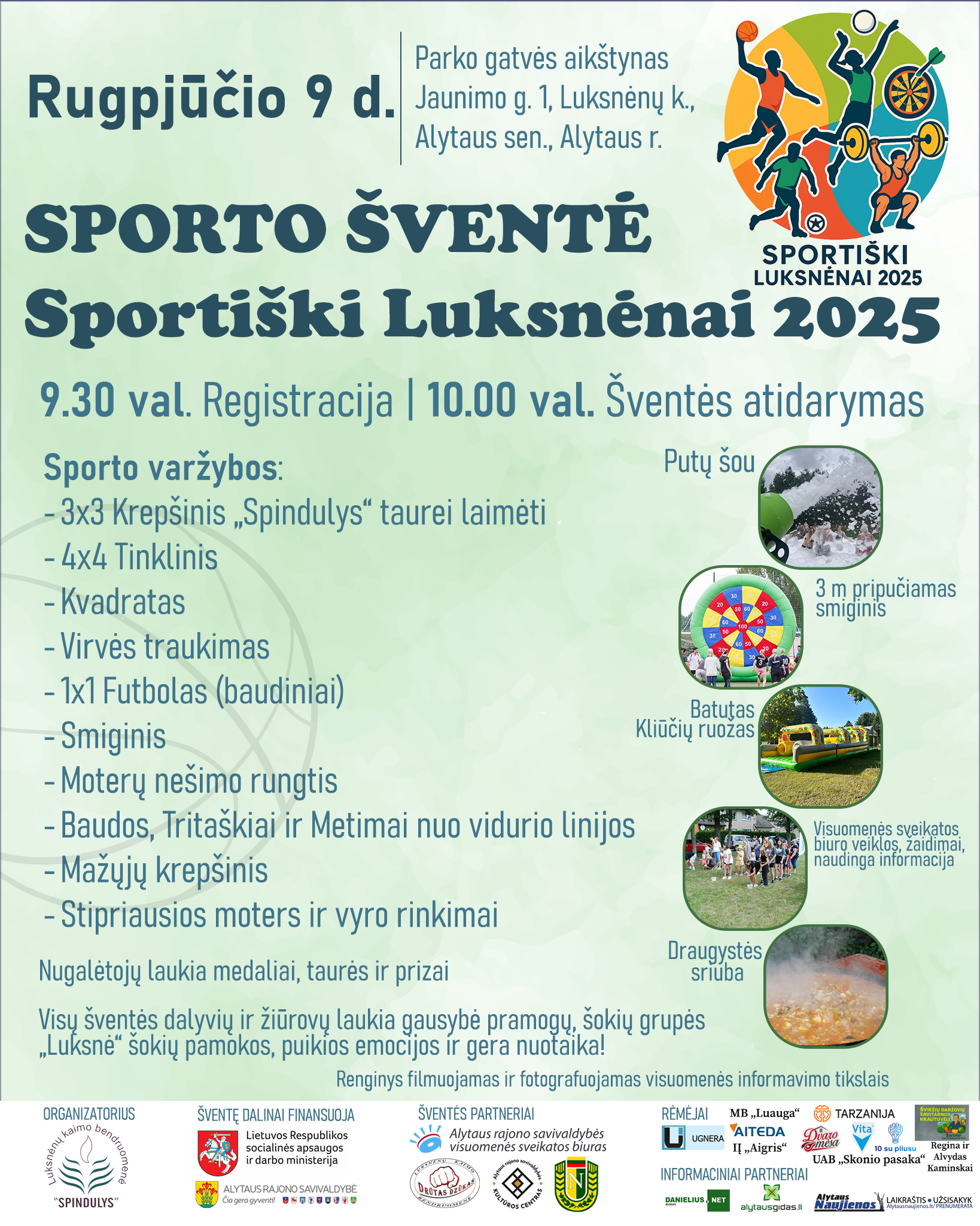 Rugpjūčio 9 d. Luksnėnai kviečia į sporto šventę „Sportiški Luksnėnai”
