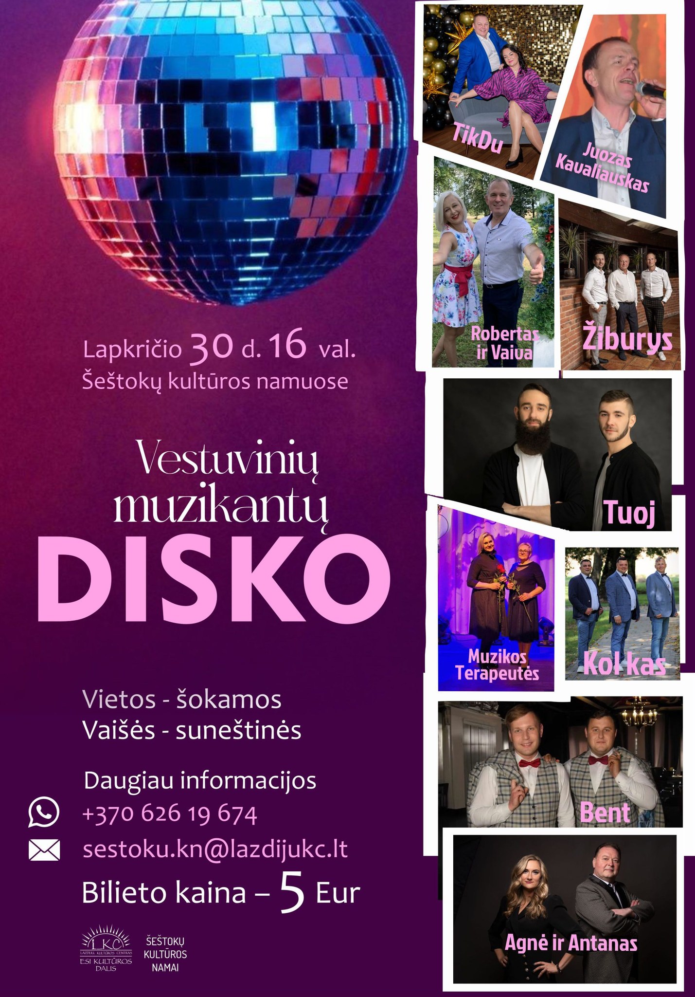 Lapkričio 30 d. Šeštokai kviečia į diskoteką su vestuviniais muzikantais