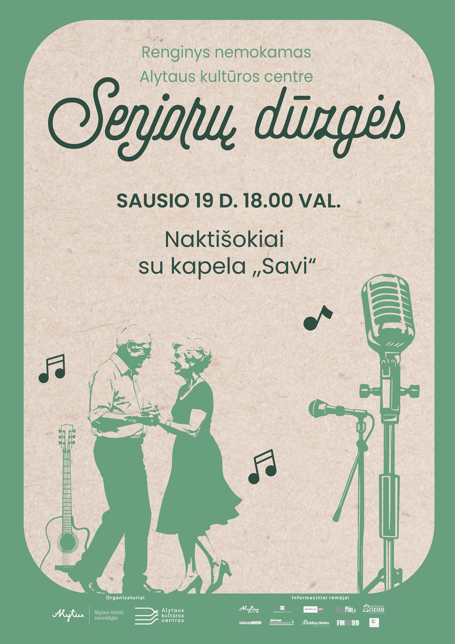 Sausio 19 d. Alytaus kultūros centre – ir vėl senjorų dūzgės! Kviečiame!
